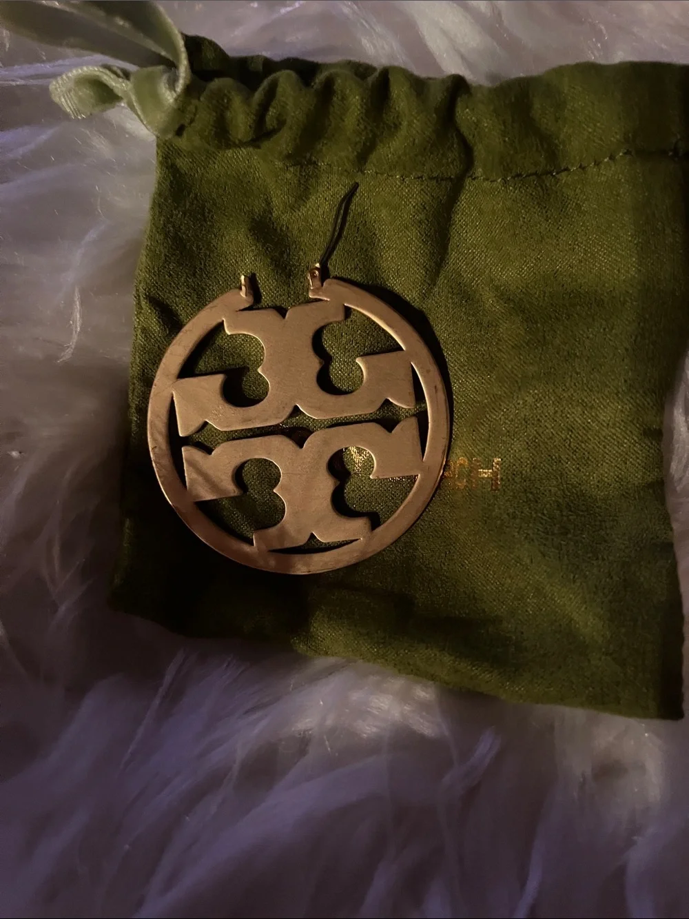 Tory Burch Gold-Tone Logo Drop Earrings